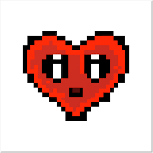 Pixel Heart 8-bit cute cartoon in love Posters and Art